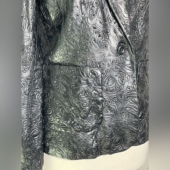 Siena Studio black leather laser cut blazer/jacket 8 - Picture 3 of 9